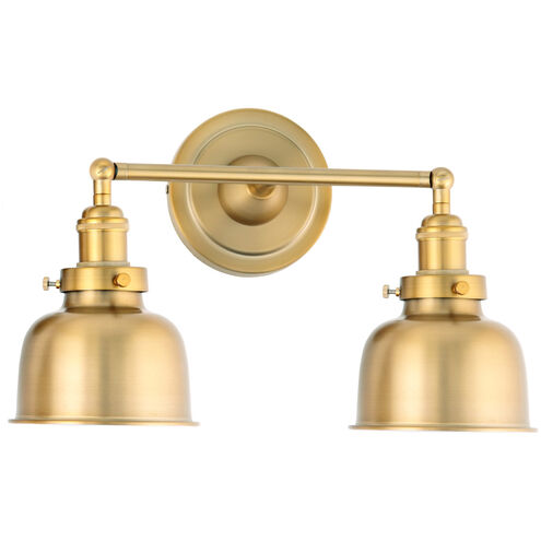 Soho 2 Light 16 inch Satin Brass Bathroom Wall Sconce Wall Light